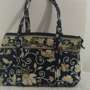 Vera Bradley Black and Yellow Floral Tote